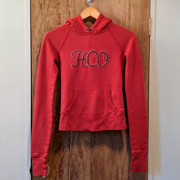 Hollister Dark Coral Pink Pullover Hoodie, Junior Size Small - Picture 2 of 5